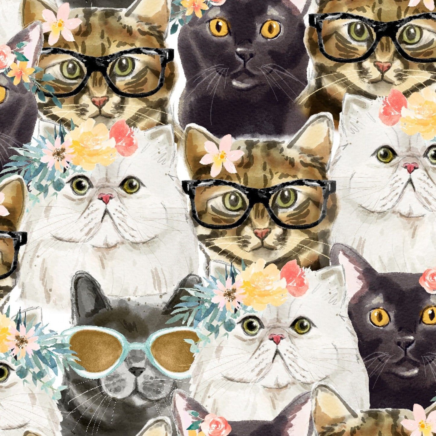 Every Day is Caturday Cats Packed 18040-MLT Cotton Woven Fabric
