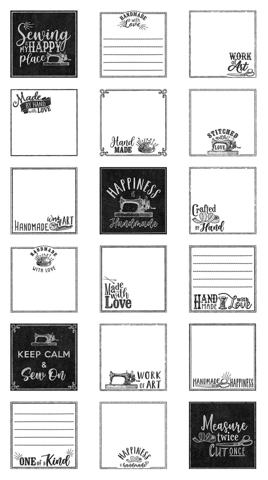 Sewing is my Happy Place by Nina Djuric 24" Panel Labels 24218-10 Cotton Woven Panel