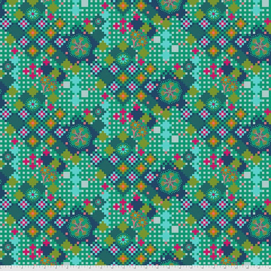 Love Always, AM by Anna Maria Horner Postage Due Jade PWAH068.JADE Cotton Woven Fabric