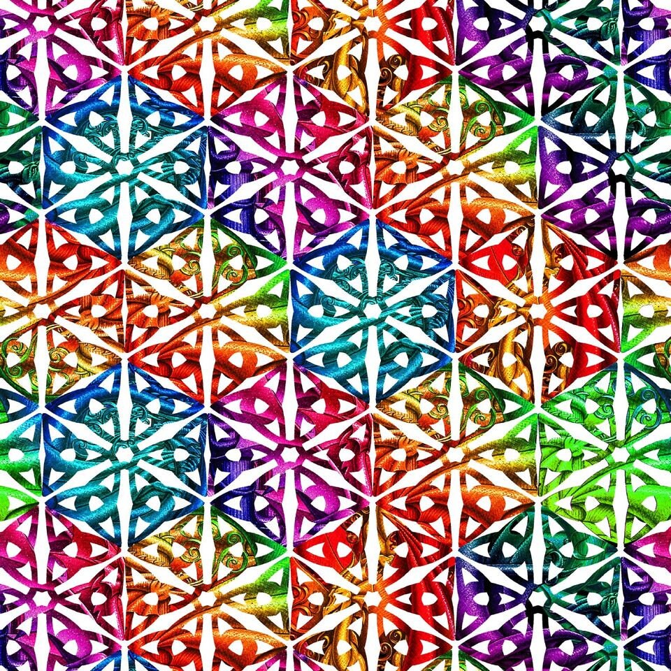 Rainbow Dragons by Sue Ellen Brown Spectrum Medallion White  5846-1 Digitally Printed Cotton Woven Fabric