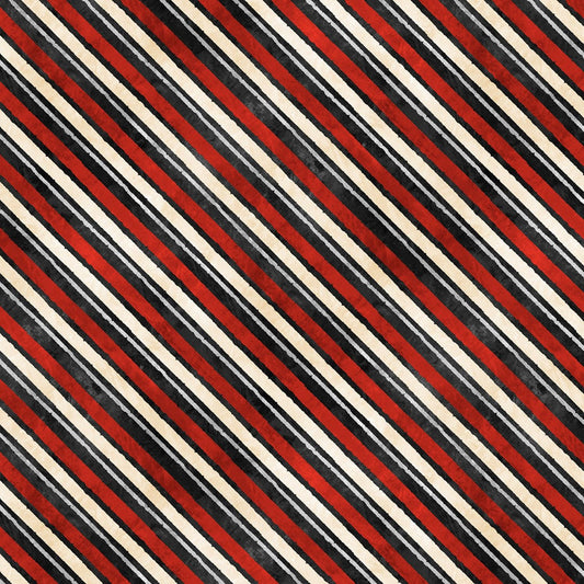 Time For Hot Cocoa by Conrad Knutsen Diagonal Stripe Black 30528-939 Cotton Woven Fabric