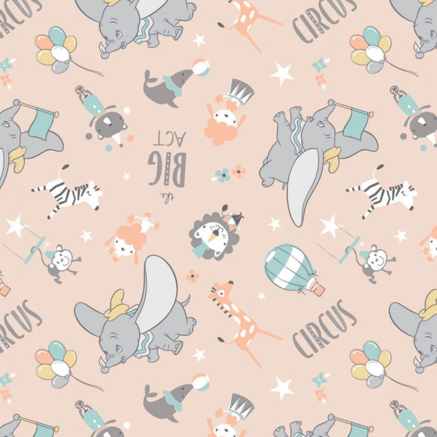 Licensed Disney Dumbo My Little Circus The Big Act Light Peach 85160302-1 Cotton Woven Fabric