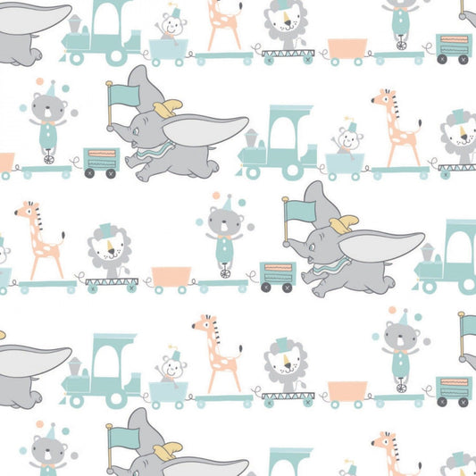 Licensed Disney Dumbo My Little Circus Toy Parade White 85160303-1 Cotton Woven Fabric