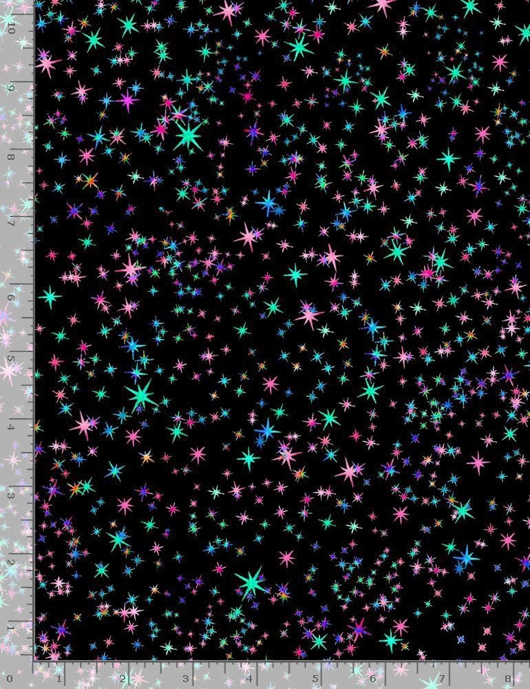 Cosmic Galaxy Mini Stars FUN-C7951-BLACK Cotton Woven Fabric