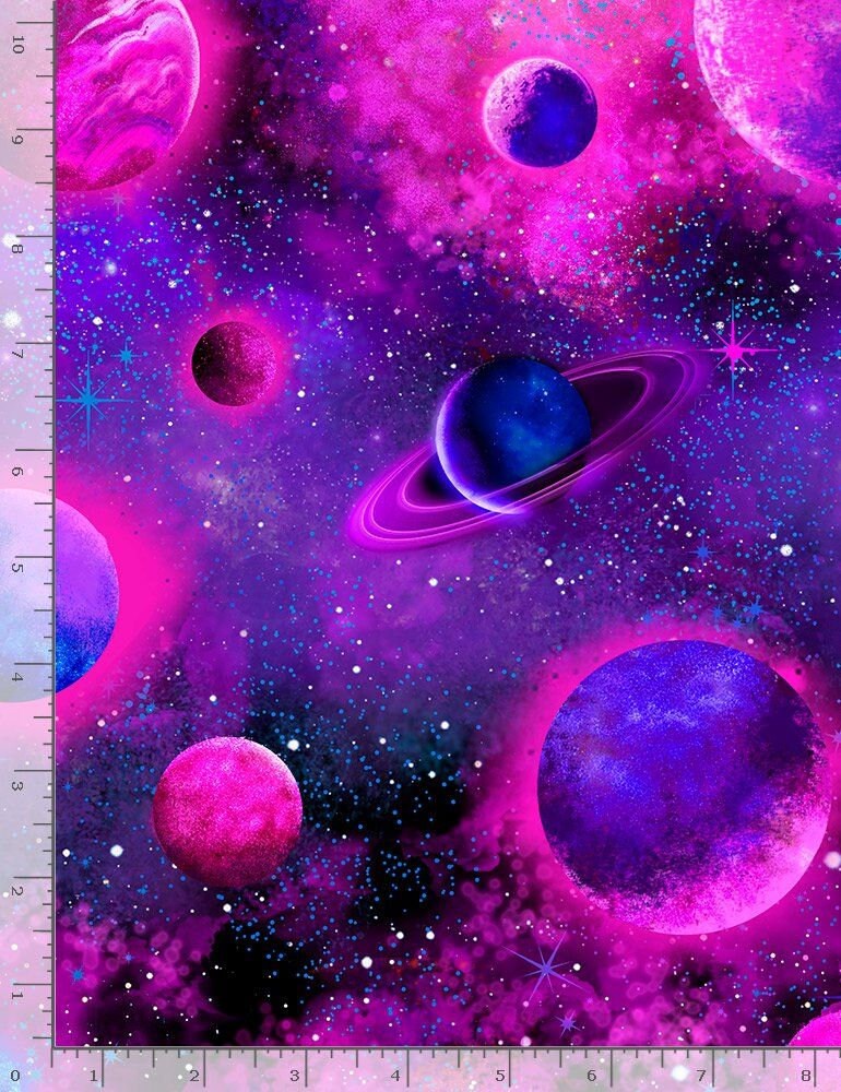 Cosmic Planets Pink/Purple SPACE-CD8905-PURPLE Cotton Woven Fabric