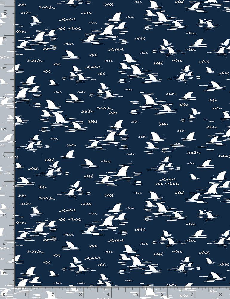 Walk the Plank! Shark Fins Nautical FUN-C8929 NAUTICAL Cotton Woven Fabric