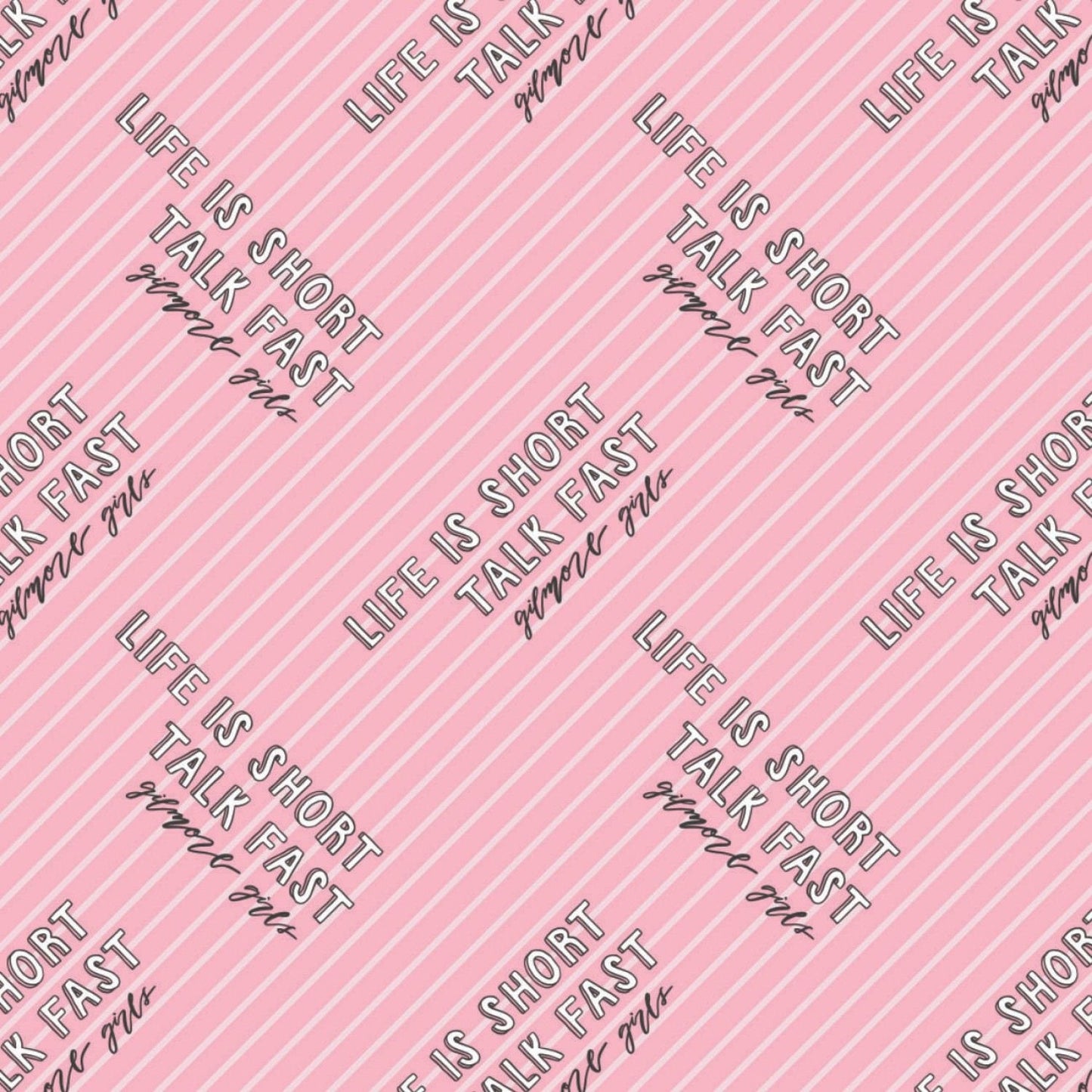 Licensed Gilmore Girls Talk Fast Stripe Pink 23840102-1 Cotton Woven Fabric