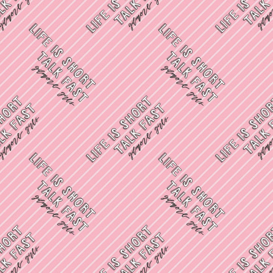 Licensed Gilmore Girls Talk Fast Stripe Pink 23840102-1 Cotton Woven Fabric