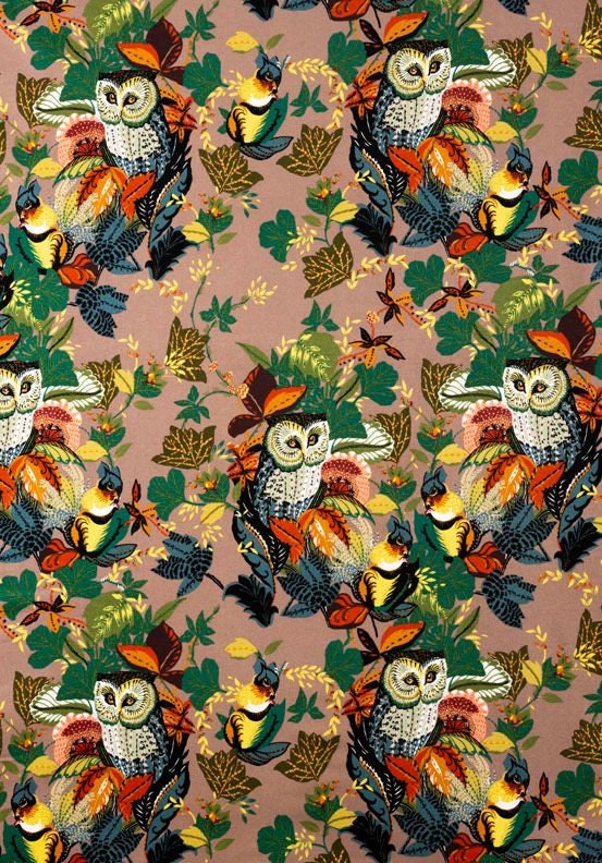 Fall Harvest Harvest Owl Mushroom 8821A Cotton Woven Fabric