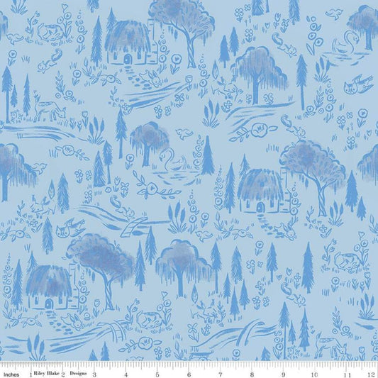 Little Brier Rose by Jill Howarth Woodland Blue C11074-BLUE Cotton Woven Fabric