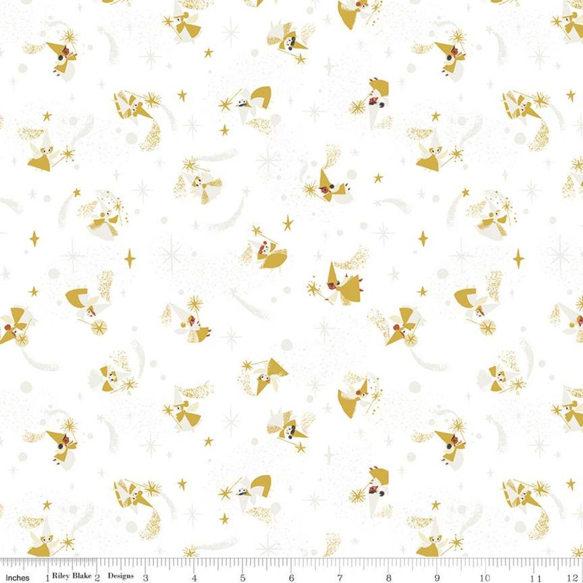 Little Brier Rose by Jill Howarth Fairies White Sparkle SC11073-WHITE Cotton Woven Fabric