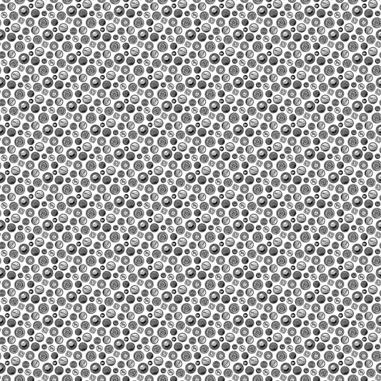 Sewing is my Happy Place by Nina Djuric Tonal Buttons Black / White 24222-10 Cotton Woven Fabric