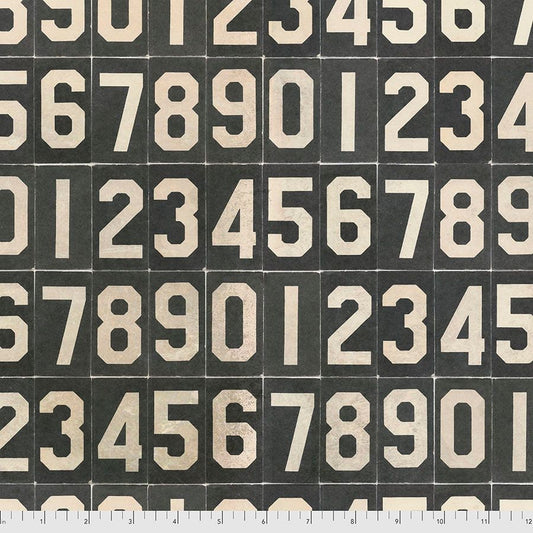 Monochrome by Tim Holtz Numbers Black PWTH063.BLACK Cotton Woven Fabric