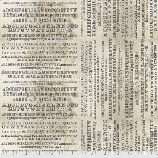 Monochrome by Tim Holtz Typography Parchment PWTH175.PARCHMENT Cotton Woven Fabric