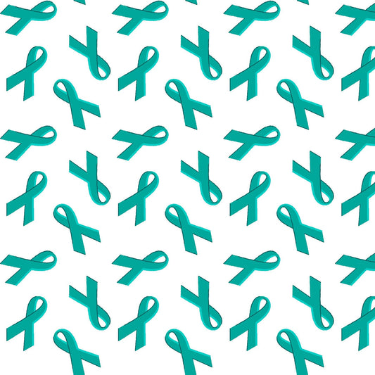 Ovarian Cancer Inspiration Collection Ovarian Cancer Ribbon Teal 1759-76 Cotton Woven Fabric