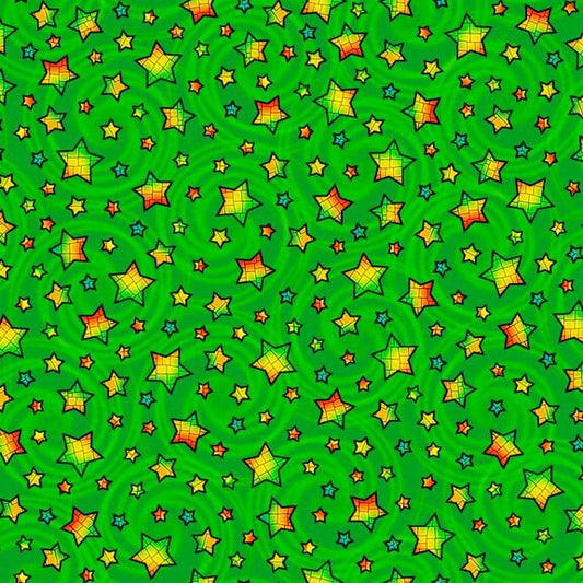 A Child's Prayer by Cindy Sepp Stars Toss Green 28303G Cotton Woven Fabric