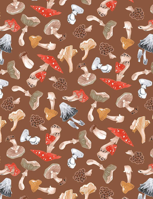 Mushroom City by Rae Ritchie Mushrooms Cashew  STELLA-DRR1931-CASHEW Cotton Woven Fabric