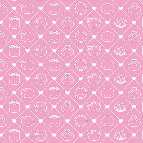 The Dimsum Steam Team by Wonton in a Million Steam Team Outlines Pink dc10082_pink Cotton Woven Fabric