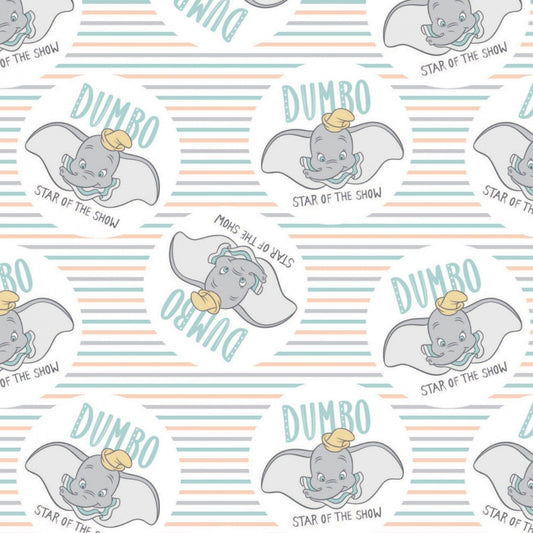 Licensed Disney Dumbo My Little Circus Star of the Show White 85160304-1 Cotton Woven Fabric