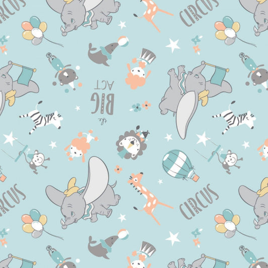 Licensed Disney Dumbo My Little Circus The Big Act Light Blue 85160302-2  Cotton Woven Fabric