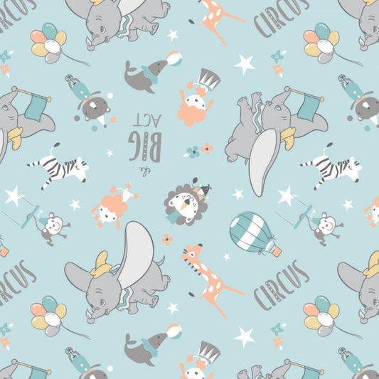 Licensed Disney Dumbo My Little Circus The Big Act Light Blue 85160302-2 Cotton Woven Fabric