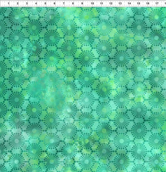 Elysian by Jason Yenter Circles Green 5jyn-2 Cotton Woven Fabric