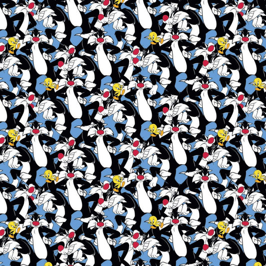 Licensed Looney Tunes 2 Sylvester & Tweety Blue 23600168-2 Cotton Woven Fabric