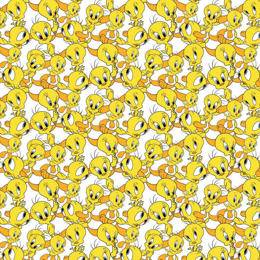 Licensed Looney Tunes 2 Tweety Expressions White 23600171-1 Cotton Woven Fabric