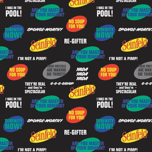 Licensed Seinfeld Catchphrases Black 23880101-2 Cotton Woven Fabric