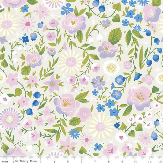 Little Brier Rose by Jill Howarth Floral Parchment Sparkle SC11071-PARCHMENT Cotton Woven Fabric