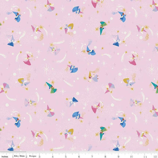 Little Brier Rose by Jill Howarth Fairies Pink Sparkle SC11073-PINK Cotton Woven Fabric