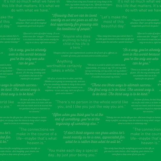 Licensed Mister Rogers' Neighborhood Quotes Green C11463R-GREEN  Cotton Woven Fabric