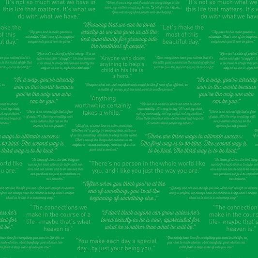 Licensed Mister Rogers' Neighborhood Quotes Green C11463R-GREEN Cotton Woven Fabric