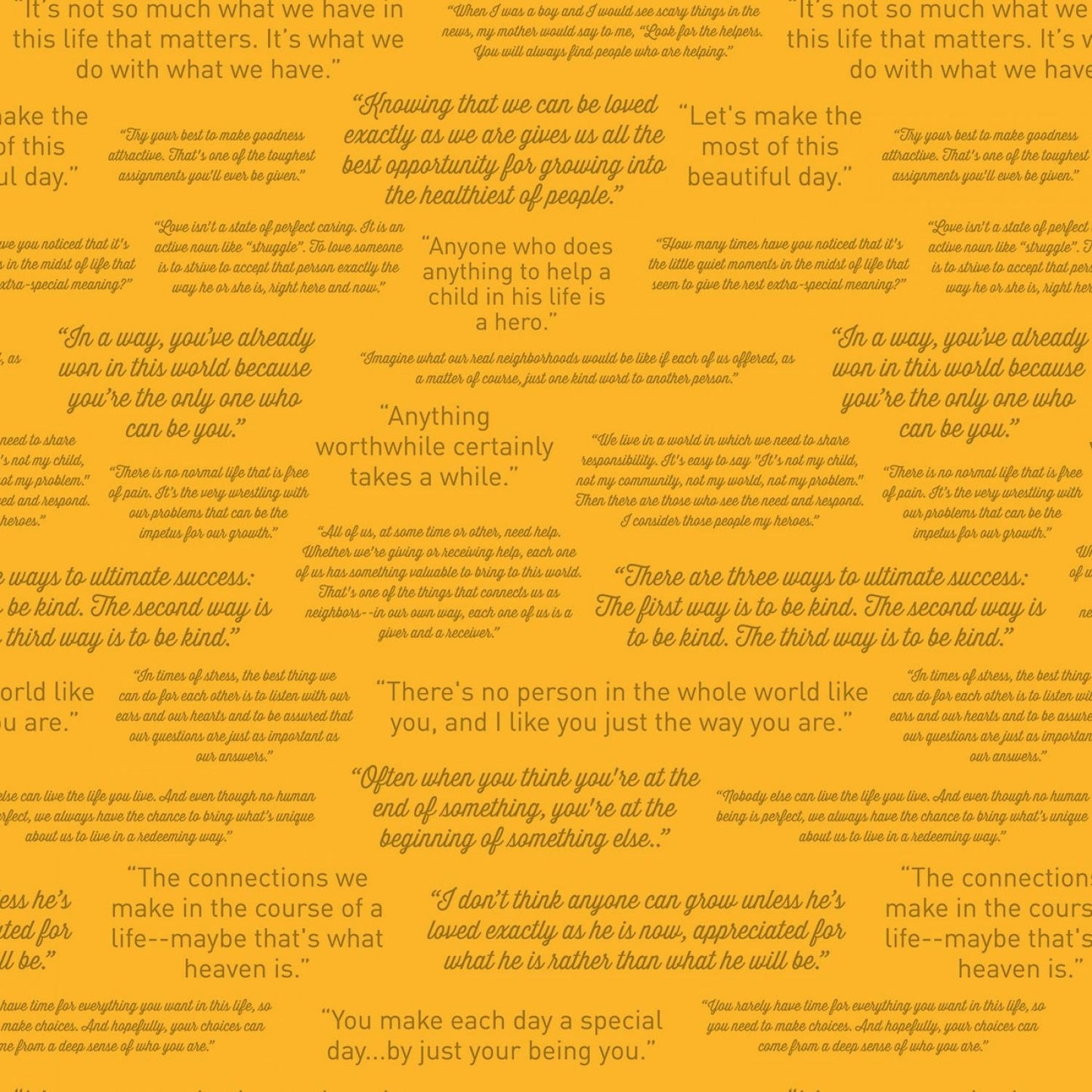 Licensed Mister Rogers' Neighborhood Quotes Yellow C11463R-YELLOW Cotton Woven Fabric