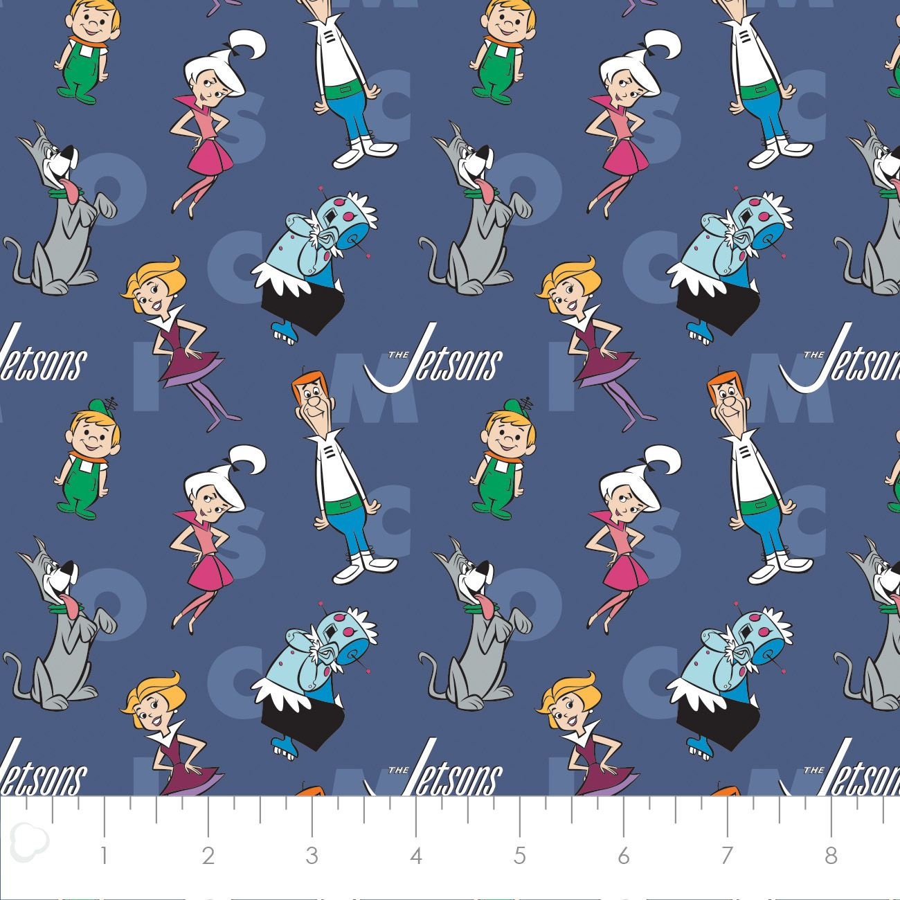 Jetsons Pattern Licensed The Jetsons Characters & Letters Blue 24080301-01 Cotton Wove ...