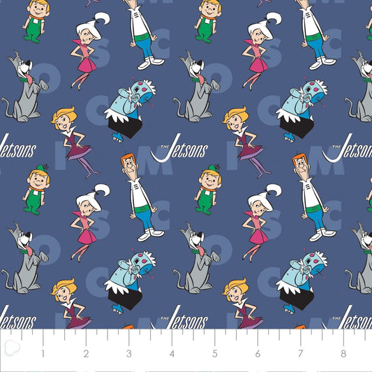 Licensed The Jetsons Characters & Letters Blue  24080301-01 Cotton Woven Fabric