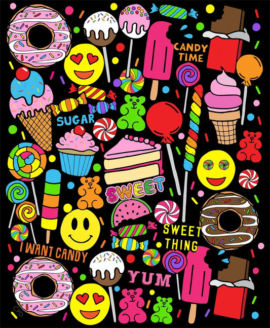 Design by Corey Paige I Want Candy Black 10406-BLACK Cotton Woven Fabric