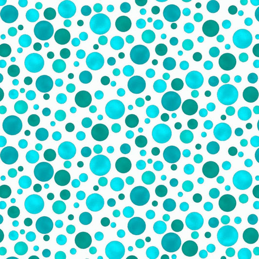 Ovarian Cancer Inspiration Collection Dots Teal M1763-76 Metallic Cotton Woven Fabric