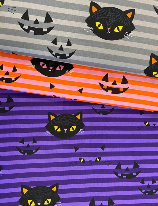 Haunted House Hide N Go Kitty Pink/Orange 8885A Cotton Woven Fabric