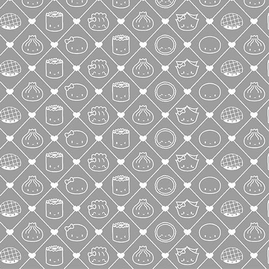 The Dimsum Steam Team by Wonton in a Million Steam Team Outlines Gray dc10082_gray Cotton Woven Fabric