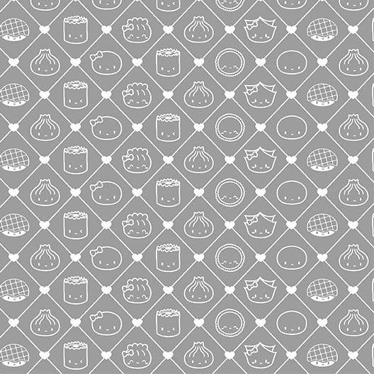 The Dimsum Steam Team by Wonton in a Million Steam Team Outlines Gray dc10082_gray Cotton Woven Fabric