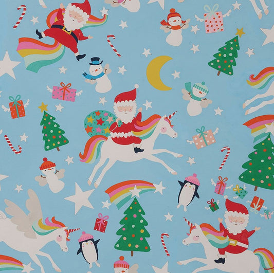 Christmas Time Yuletide Unicorn Blue 8894A Cotton Woven Fabric