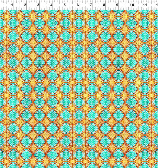 Calypso 2 by Jason Yenter Sea Blooms Teal 24cal-2 Cotton Woven Fabric