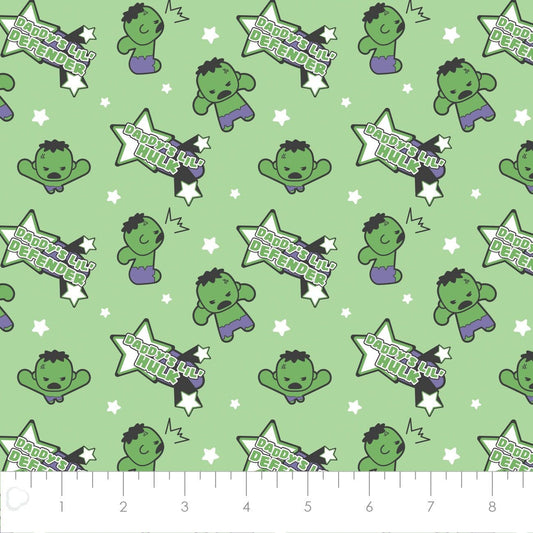 Licensed Character Nursery Daddy's LIttle Hulk Green 13021055-01 Cotton Woven Fabric