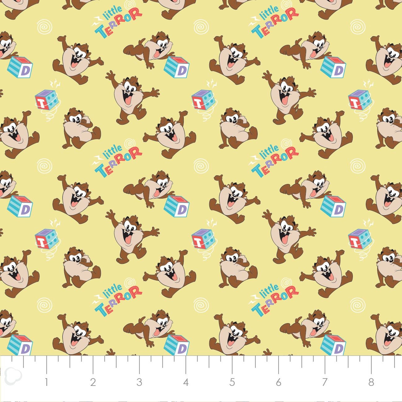 Licensed Character Nursery Looney Tunes Taz Little Terror Yellow 23600176-04 Cotton Woven Fabric