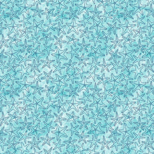 Fanciful Sea Life Sea Stars Aqua DCX9958-AQUA Cotton Woven Fabric