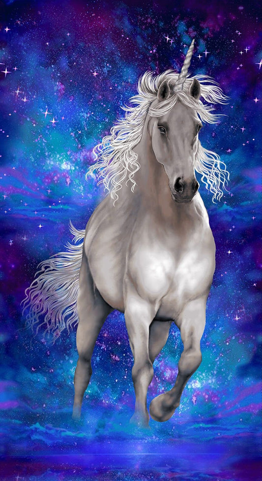 Unicorn Dreams by Color Principle 24" Panel Unicorn Royal 2732P-77 Cotton Woven Panel