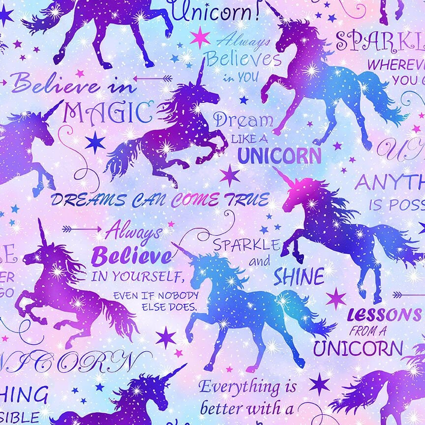 Unicorn Dreams by Color Principle Unicorn Silhouette Pink 2725-27 Cotton Woven Fabric