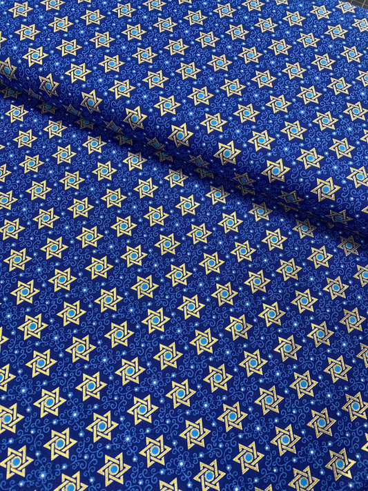 Festival of Lights Royal & Gold Star of Peace w/Metallic CM7991-ROYA-D Cotton Woven Fabric