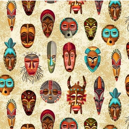 Kenya Indigenous Masks Cream CX9986-Cream Cotton Woven Fabric